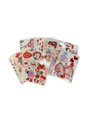 Window Clings Valentines Day Precious Moments Bear Cat Cupid Hearts Vintage